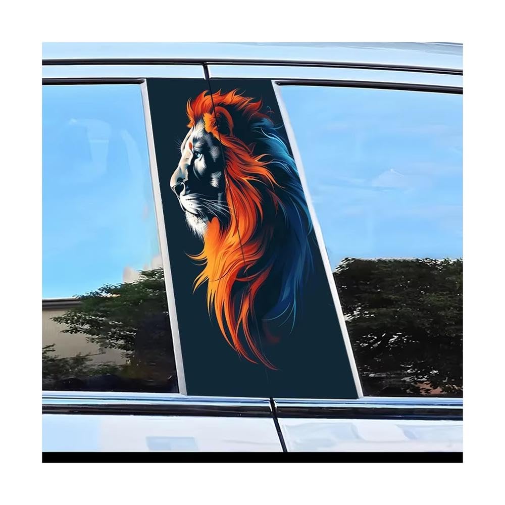 Bertdcx One Color 2 Car Center Pillar Stickers Lion Head B-Pillar Scratch Protection Auto Parts
