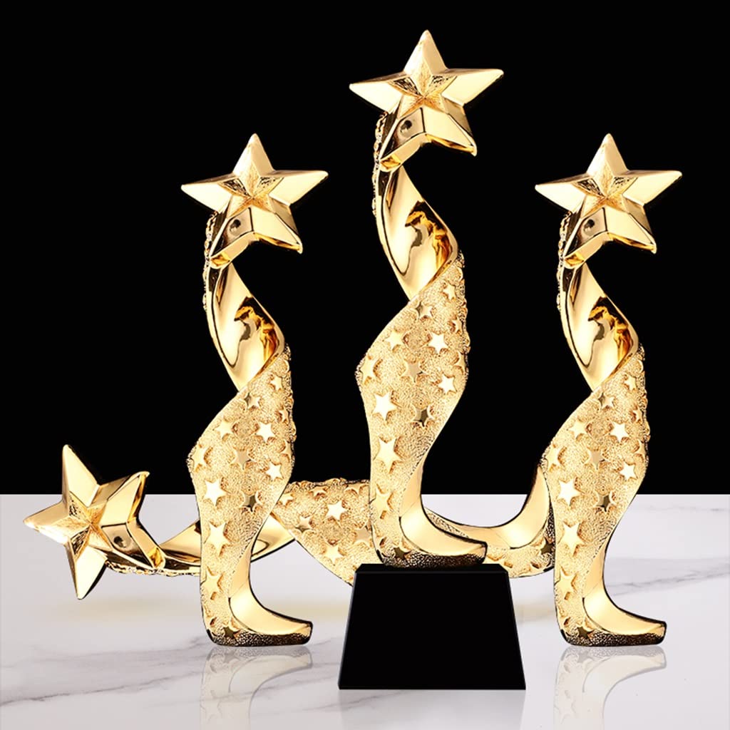 Trophées Trophée en Résine Dorée Trophée De Lettrage Créatif Cinq Étoiles Trophée du Concours Trophée d'honneur du Concours De Connaissances Scolaires Souvenirs Décoratifs Coupes