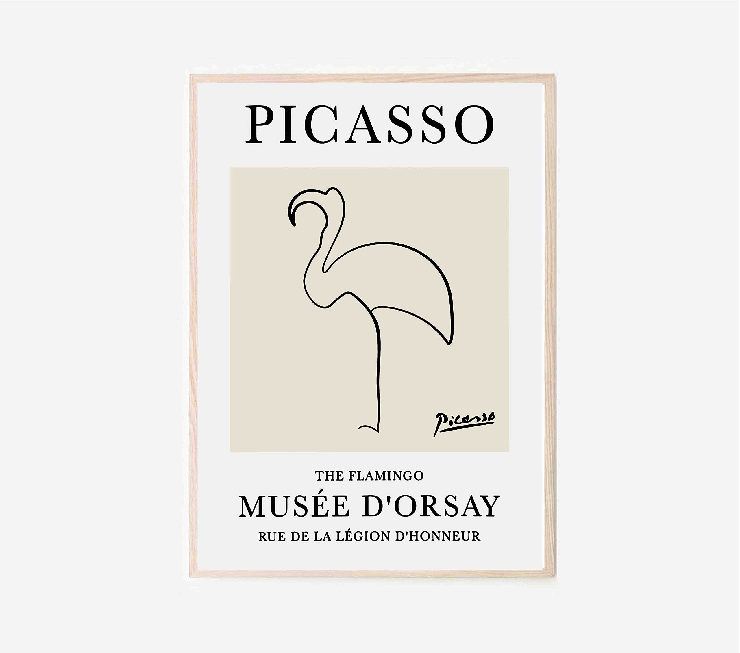 Ara Step Famous Pablo Picasso Paintings Wall Art Poster Prints UNFRAMED (297 x 420 mm / 11.7 x 16.5 inches, Pablo Picasso Flamingo Sketch Line Drawing Art Print Esquisse Le Flamand, Museum Exhibition