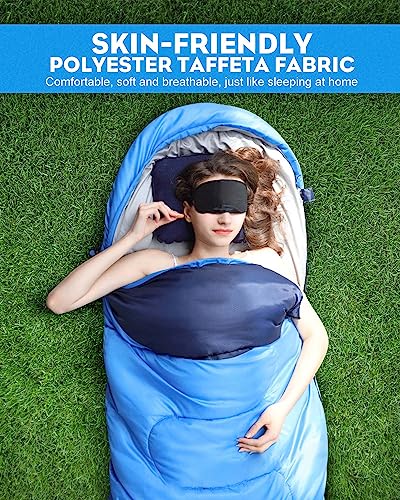 Sleeping Bag, Sleeping Bags for Adults with Pocket, 3 Season Lightweight XL Large Sleeping Bag for Cold/Warm Weather, Camping Sleeping Bag for Mens Kids Hiking/Backpacking/Truck/Tent/Sleeping Pad - Thumbnail 5