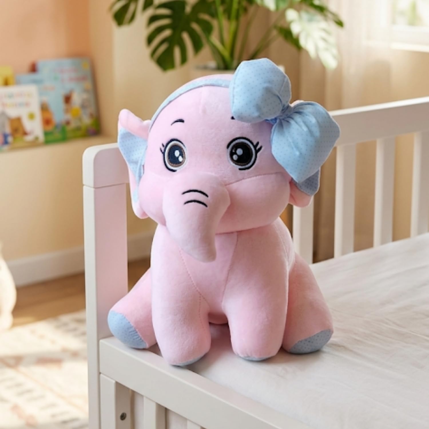 Kids Mandi® Elephant Soft Toy with Bow (30 cm) - Premium Cuddly Stuffed Animal for Babies & Toddlers for Boys & Girls | Grey Plush Toy for Kids & Nursery Decor-image-14