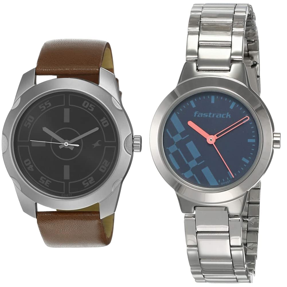 Fastrack Men Leather Casual Analog Black Dial Watches -Nk3123Sl03,Nk6150Sm03 | Rakshabandhan Gifts, Band Color-Silver (B07VLNYJSD) Amazon Price History, Amazon Price Tracker