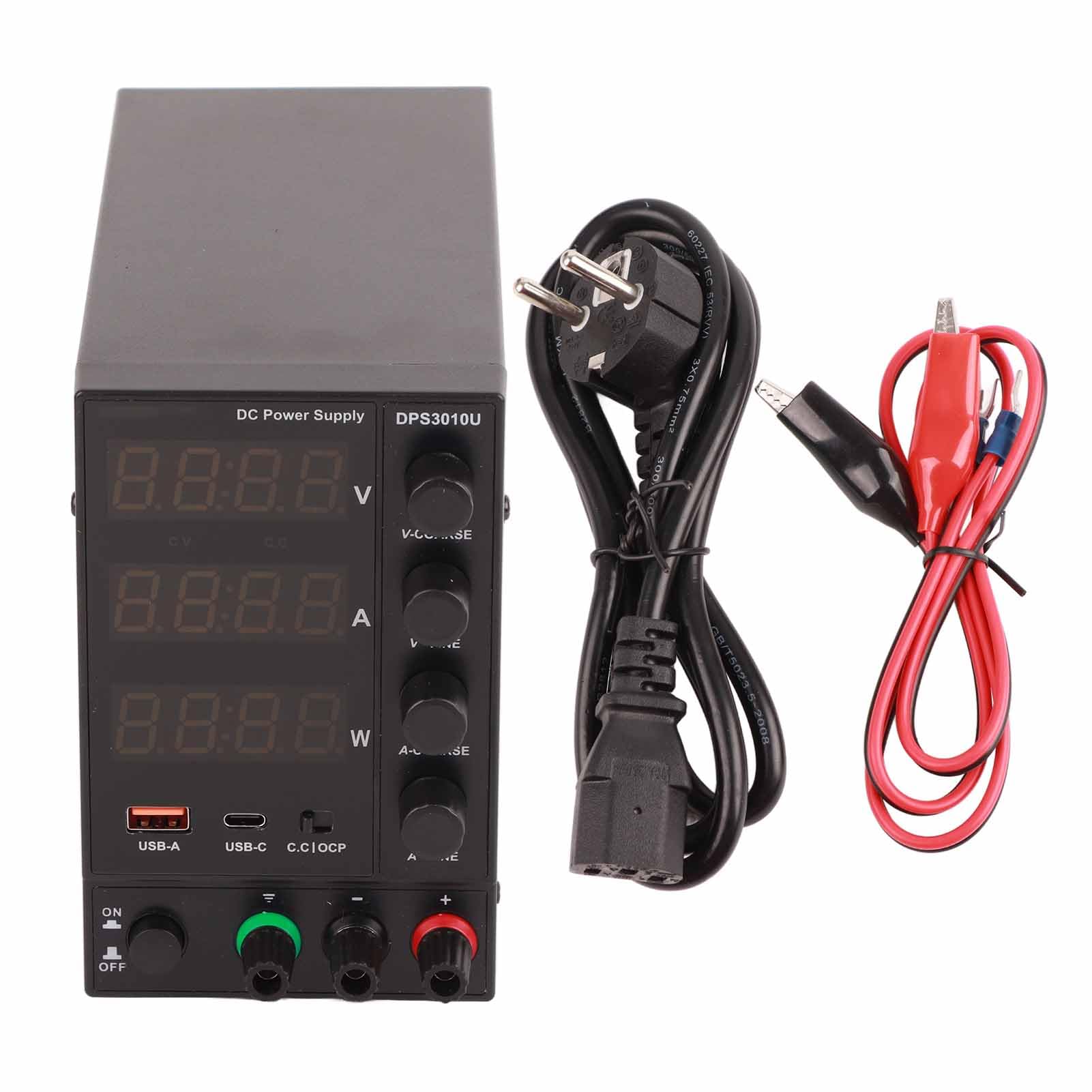 FTVOGUE Regulowane 30 V 10A DC Zasilacz USB Szybkie ładowanie OBTERNEK OBROTOWE DLA PŁATNOŚCI PLAPOWEGO, SZKOŁYCH LABORY I LINE PRODUKCJI (Wtyczka UE 220V 4W)