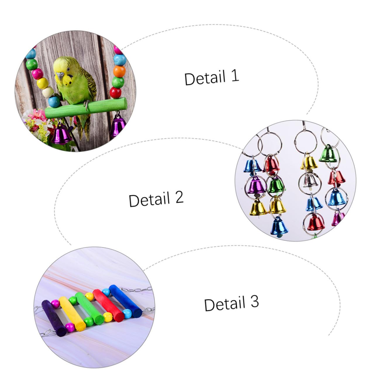Juego de 5 Juguetes para Morder Loros Set de Juguetes Masticables para Pájaros Material Natural Seguro Diseño para Estimular Inteligencia en Aves Pequeñas y Medianas