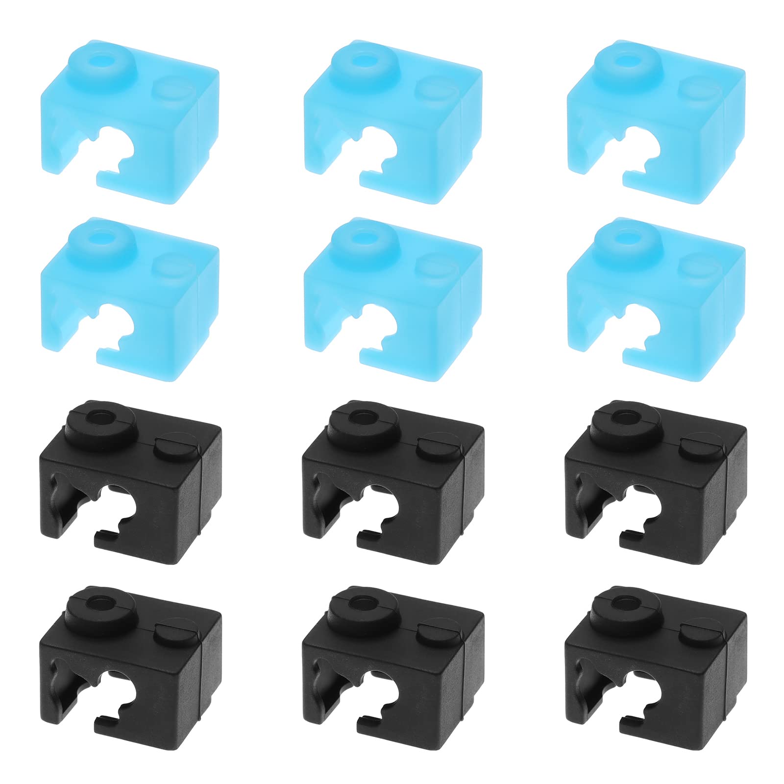OTOTEC 12Pcs 3D Printer Silicone Cover Replacement Compatible with E3D V6 3D Printer Extruder Silicone Case 3D Printer Accessories Black&Blue