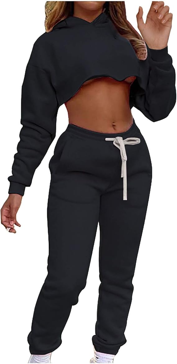 Giulot Mujeres 2 piezas Trajes Chándal Crop Top Jogger Pantalones Sudaderas  Sudadera Con Cordón Chándal Chándal Salón Conjuntos : Ropa, Zapatos y  Joyería - Amazon.com