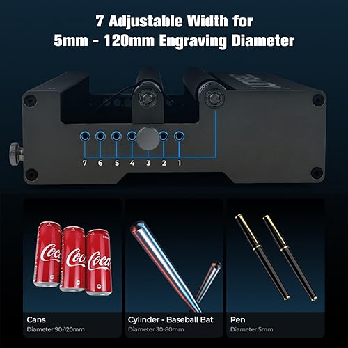 Miniatura 4 de Rodillo giratorio láser, Creality 360 grabador láser de eje Y módulo giratorio para grabar objetos de superficie curva, diámetro de 0.197 in a 4.724