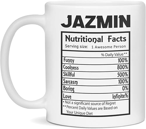 Miniatura 1 de Jazmin nutricional facts definition Funny - Taza de café, 11 onzas, color blanco