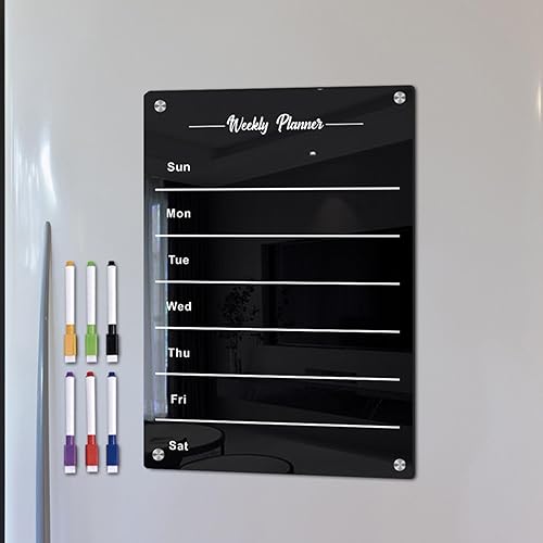 Miniatura 4 de Magnetic Calendar, Acrylic Planner Board, Portable Weekly Dry Erase Board, Reusable Calendar Planner with Clear Surface, Durable Weekly Meal