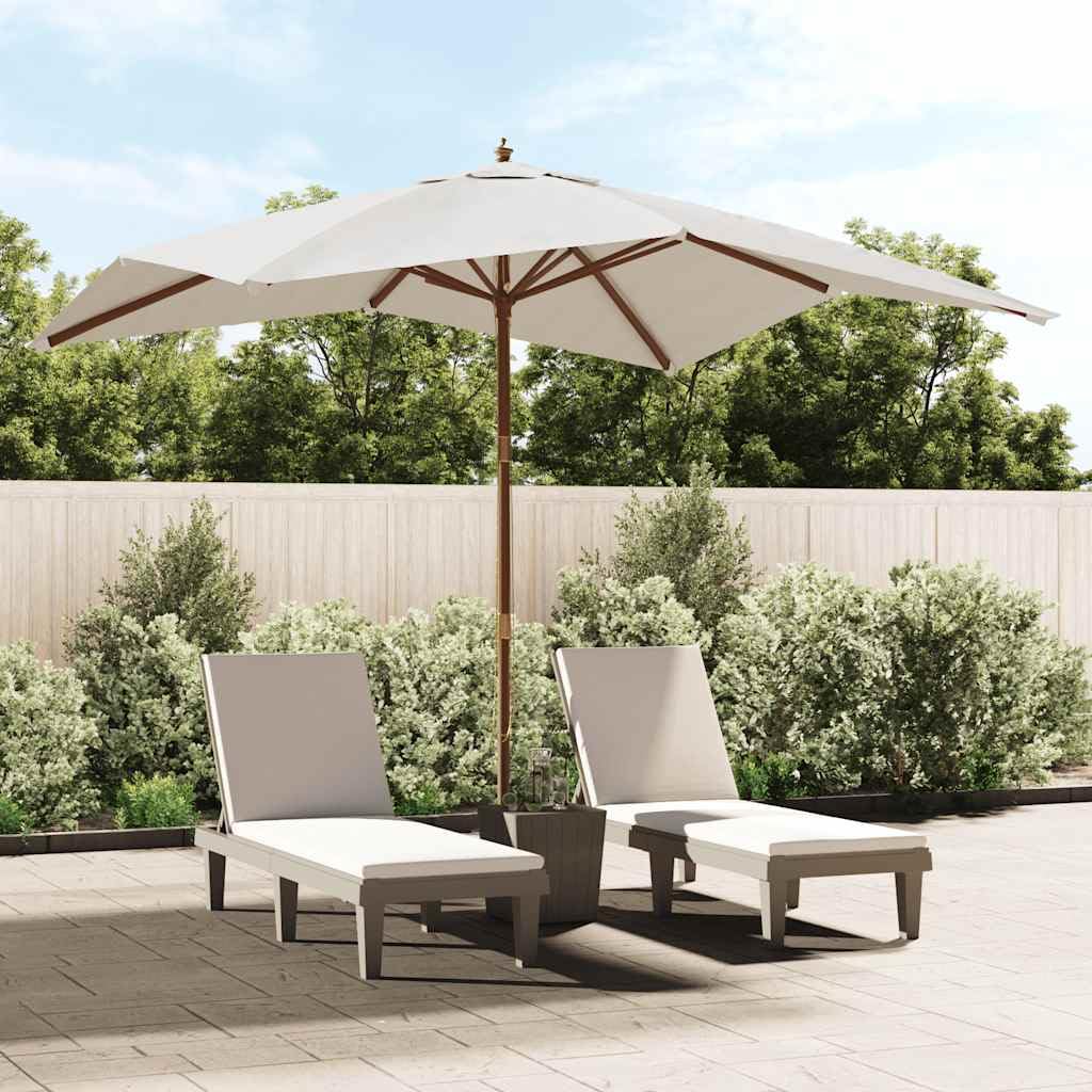 Ombrellone da giardino con palo in legno, 300 x 300 x 273 cm, con protezione UV, robusto telaio in legno duro, sistema di ventilazione, doppio corda, ideale per balcone, terrazza, spiaggia