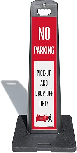 SmartSign LotBoss - Kit de letrero de no estacionamiento con base de goma, doble cara, 7.875 x 35.5 pulgadas, letrero reflectante de grado de