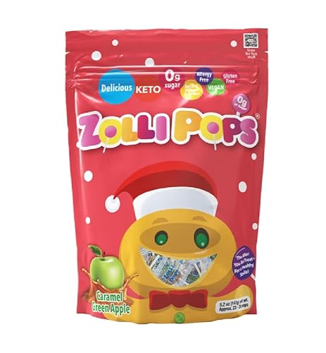 Zollipops - Caramelo y manzana verde, sin azúcar, sin alergias, vegano, apto para dieta cetogénica y diabética, caramelo Clean Teeth