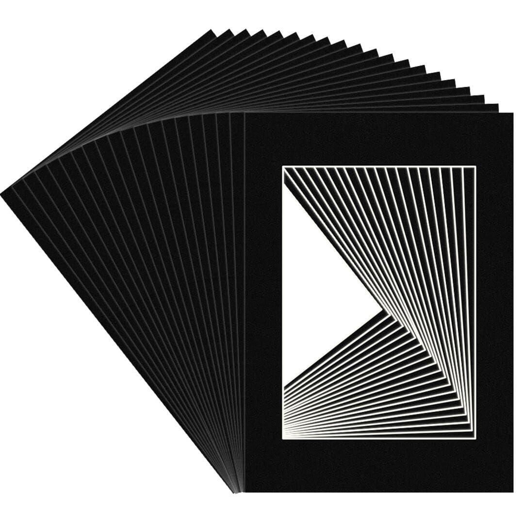 Procut Global A6 Black Picture Mounts for Frames - Fits A7 Aperture Size - Precision Cut Cardboard Photo Mounts - Mat Board for Prints, Artwork & Paintings - Pack of 20 — image 1