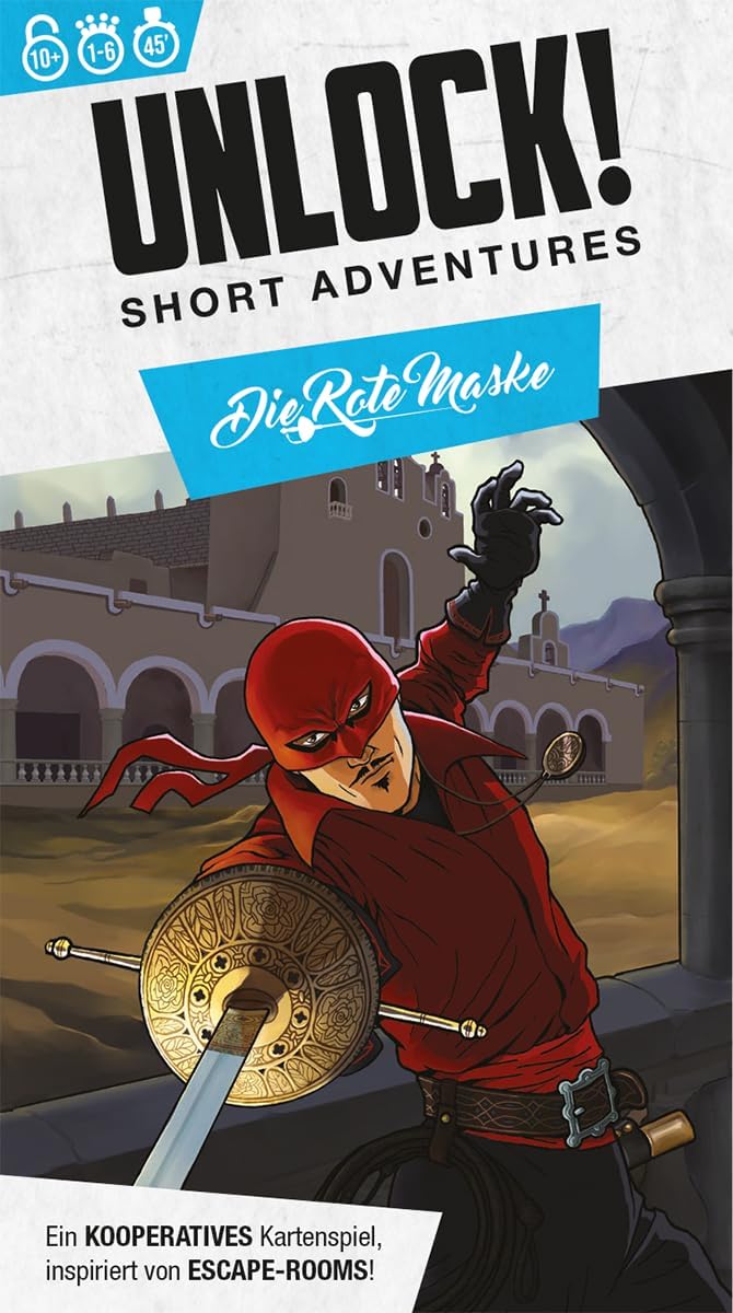 Space Cowboys, Unlock! Short Adventures - The Red Mask, Family Game, Puzzle Game, 1-6 Players, From 10+ Years, 45 Minutes, German