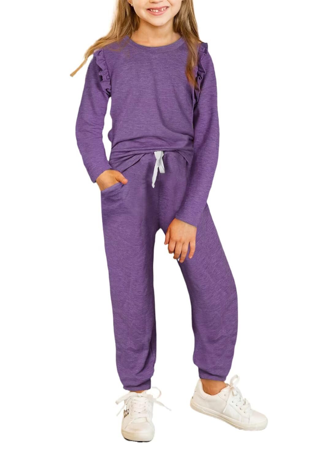 DOKOTOO KIDS Girls Summer Outfits Cute T-Shirt and Shorts Set with Side Pockets