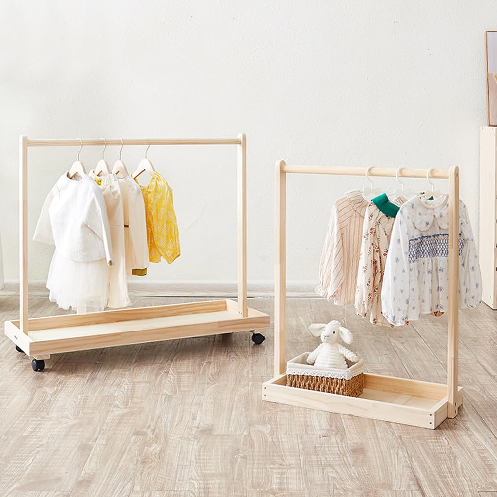 NUODWELL Perchero para Ropa de Bebé para Niños Pequeños, Soporte para Colgar Ropa de Mascotas, Perchero Simple de Piso para Almacenar Ropa, Sombreros para Niños y Zapatos (55 * 26 * 60 cm (Sin ruedas
