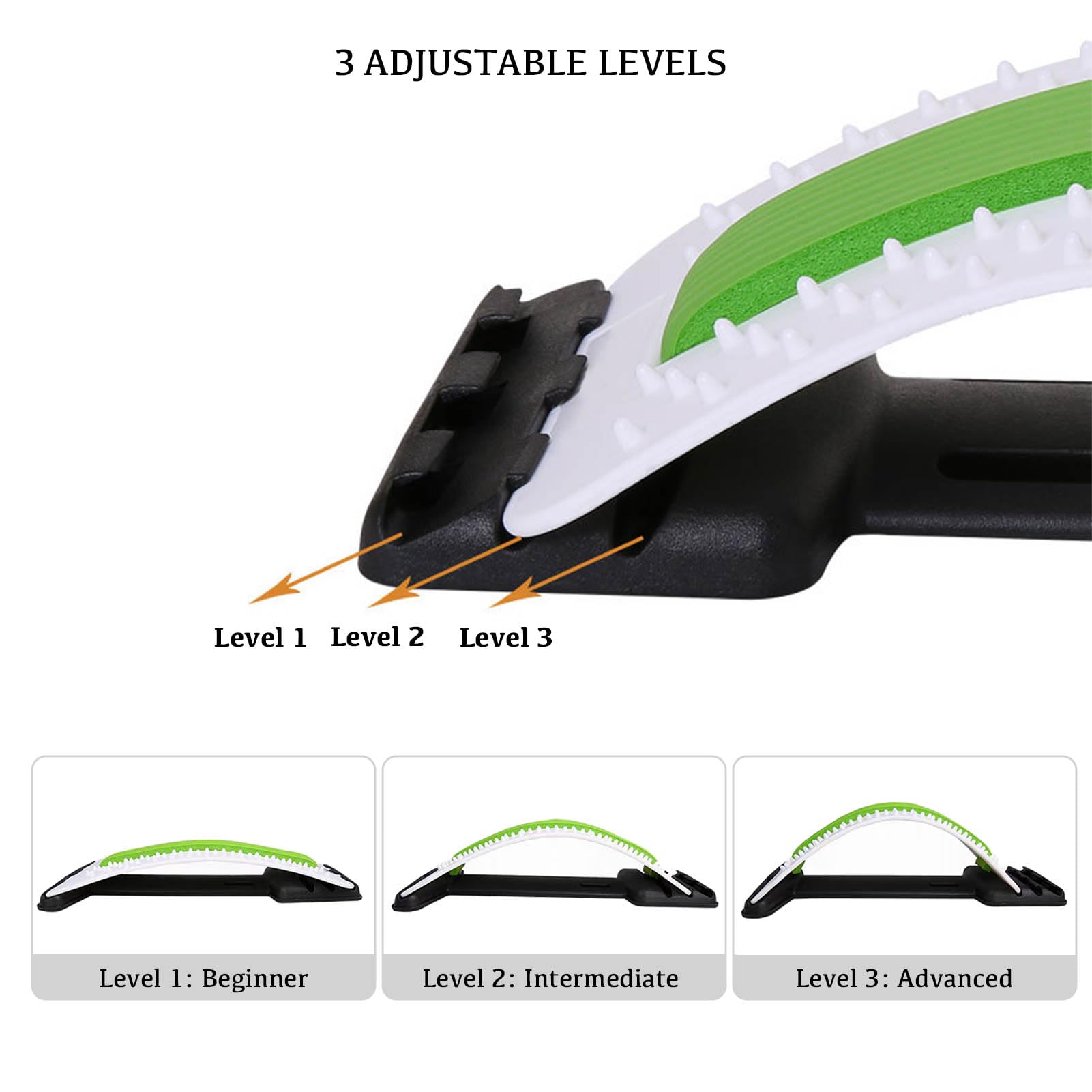 Back Stretcher Correcteur Dos Support Lombaire Réglable (Étirement Soulagement Douleur Posture Fitness Bureau Maison)