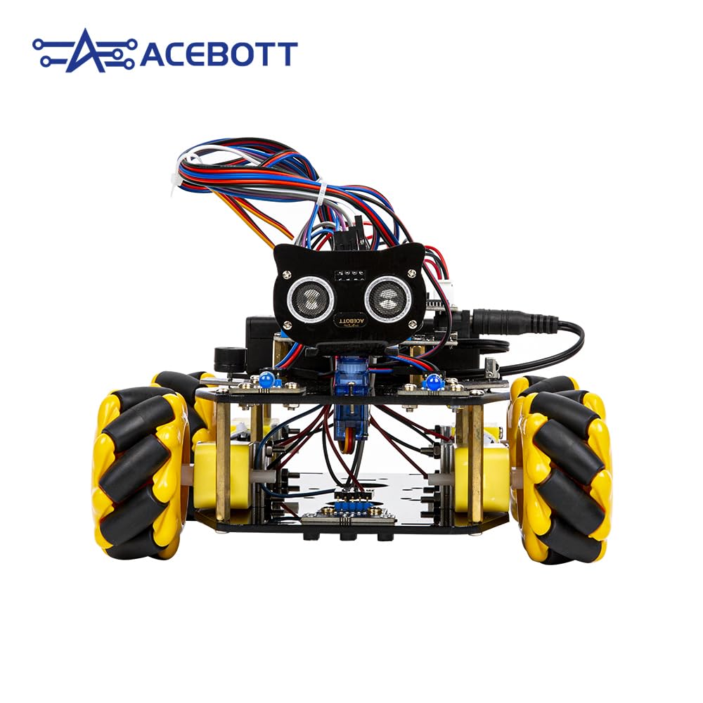 ACEBOTT STEM Roboterauto-Starterkit, Mecanum-Radkamera mit ESP32-Controller-Board | Unterstützt Arduino-, ACECode- und Python-Programmierung | Für Mint-Bildung zu Hause und in der Grundschule