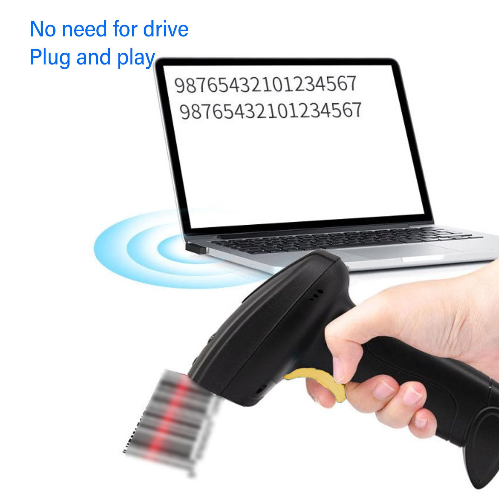Eujgoov Barcode Scanner, 2.4G Wireless Barcode Reader con Cavo USB,