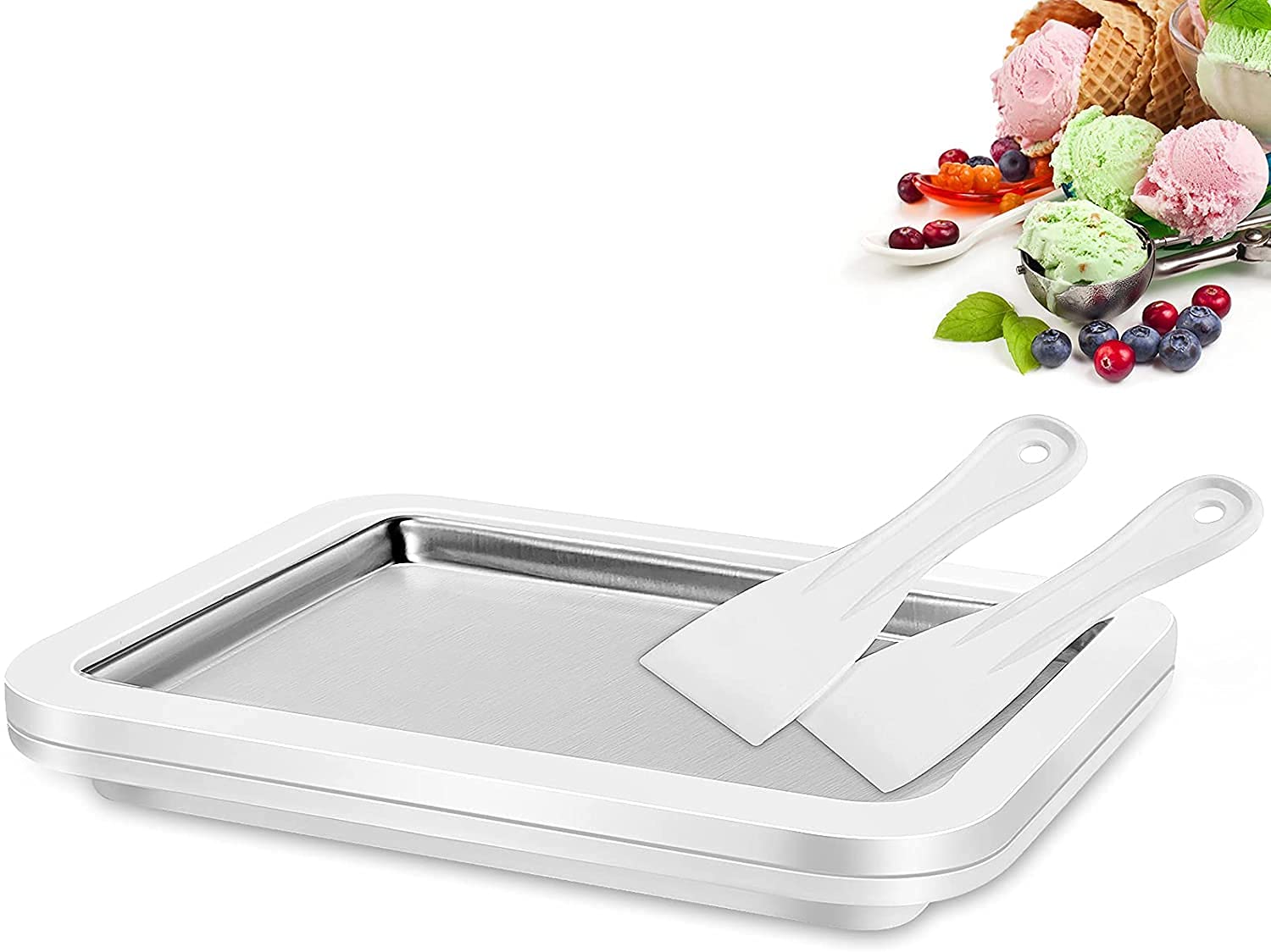 Kixre rolled ice cream maker machine,with shovels,homemade rolled ice cream,frozen yogurt machine,anti-griddle pan,sorbetmachine,gelato maker,plate freezer bowl,child interactive ice cream DIY maker-image-17