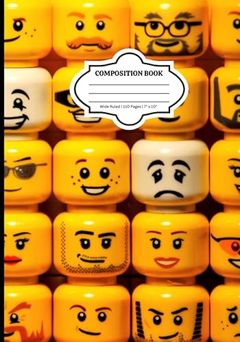 Legos Wide Ruled Composition Notebook 7x10 inches 110 Pages A Cool Giant Colored Bricks Cover For School Kids, Teens And College Students