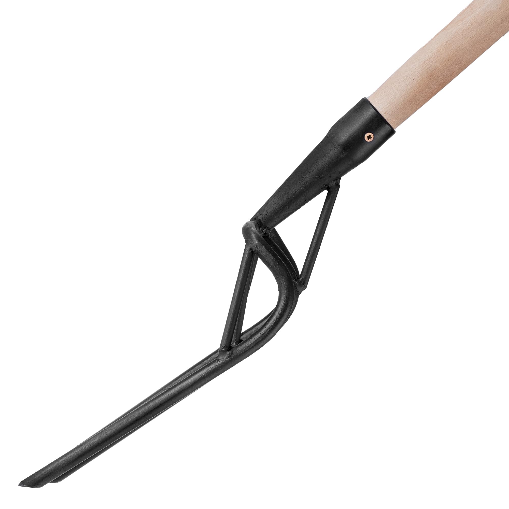 KADAX Fourche bêche avec tête en acier renforcé, 3 dents et poignée ergonomique en T, fourche de jardin pour ameublir et creuser les sols durs (avec manche)