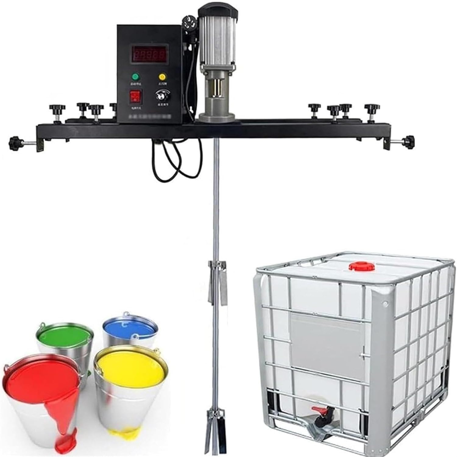Mezclador eléctrico de pintura de 980 W con impulsor plegable de 400 mm, varilla de agitación de acero inoxidable de 900 mm, ajuste de velocidad de 0 a 3000 RPM para líquidos de viscosidad media a