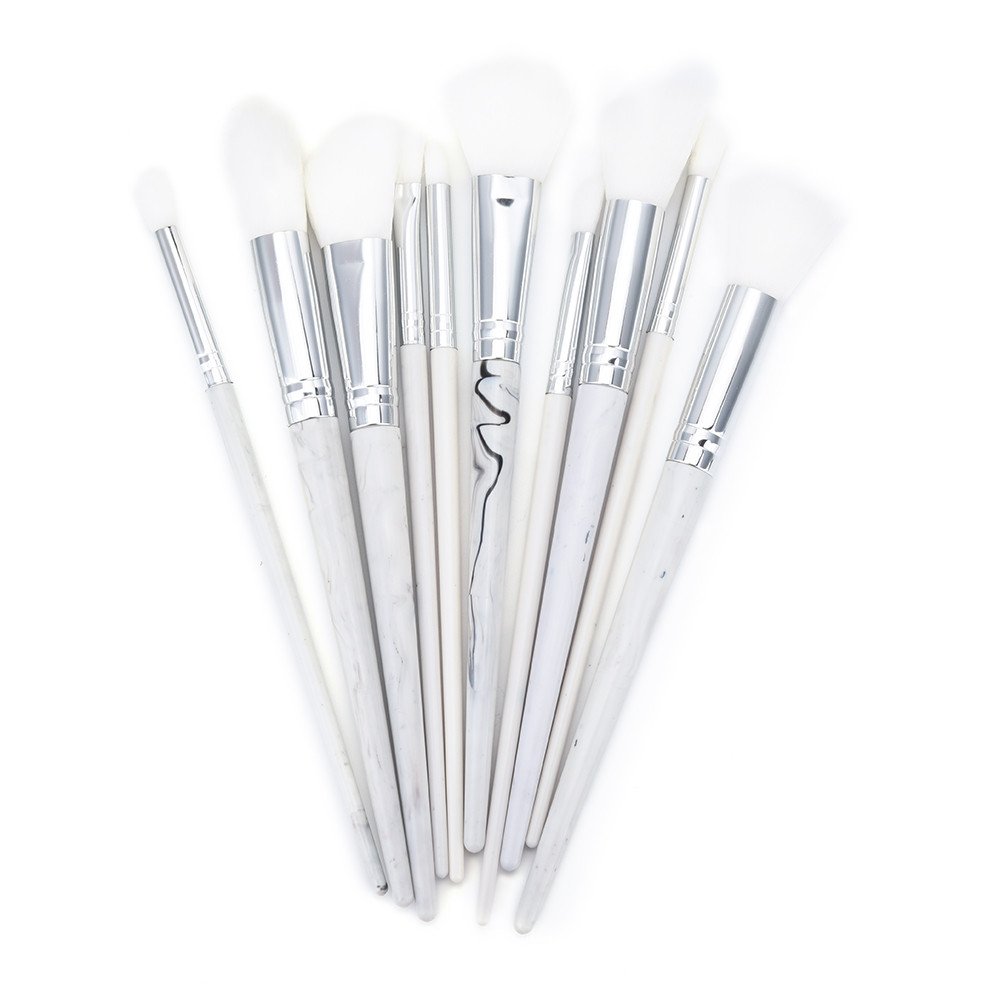 Marble Makeup Brush, 10Pcs Makeup Liquid Foundation Brow Pencil, Blush, Cosmetic Concealer Brush, Brush Marble Brushes