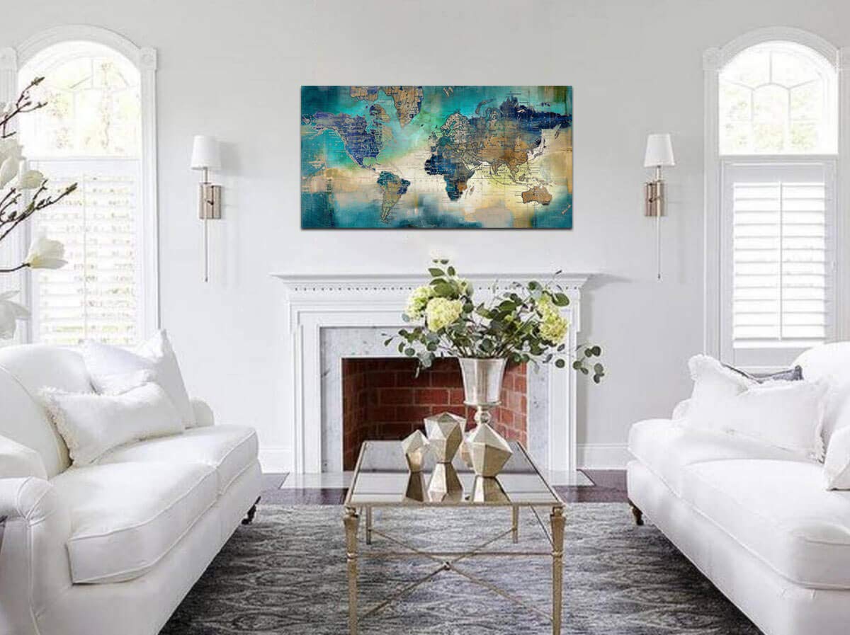 Amazon.co.jp: アートパネル 世界地図 WORLDMAP BLUEGOLD