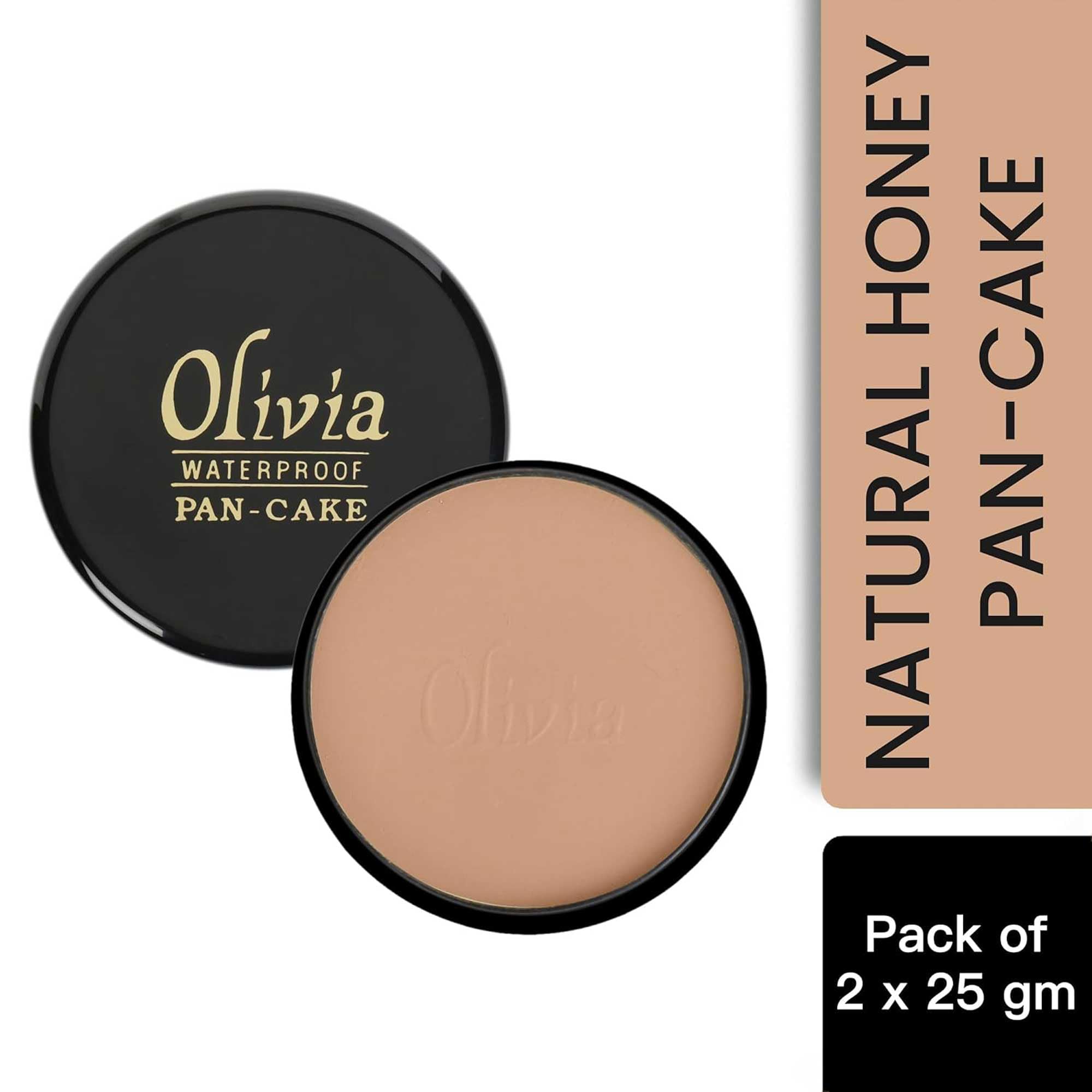 Olivia Pan Cake 100% Waterproof 25g | Full Coverage Makeup Base | Smudge-Proof & Sweat-Resistant | Long-Lasting Velvety Finish | Hides Blemishes | For All Skin Types | Natural Honey - 24 - Image 2 thumbnail