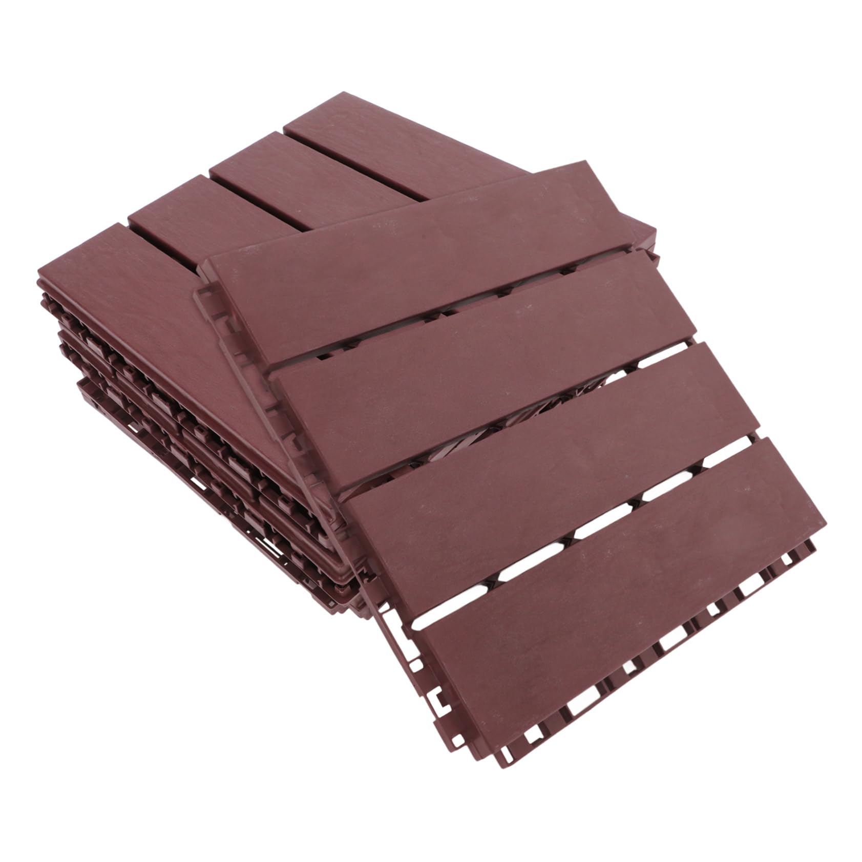 Baldosas de Plástico Entrelazadas Marrón, 6 Piezas, para Exterior
