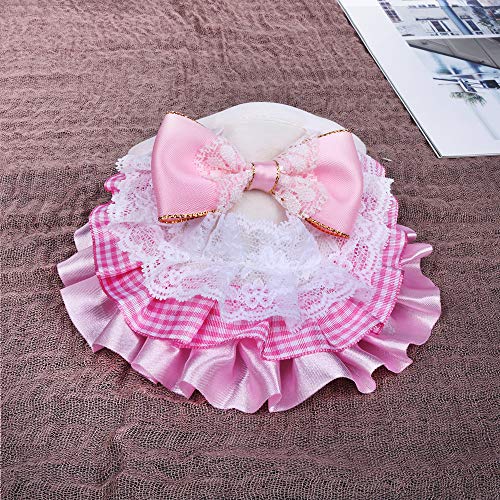 AriTan Pet Bandana Costume, Cat Pink Bow Lace Apparel Triangle Scarf Accessories, Dress up Lace Breathable Bibs for Small and Medium-Sized