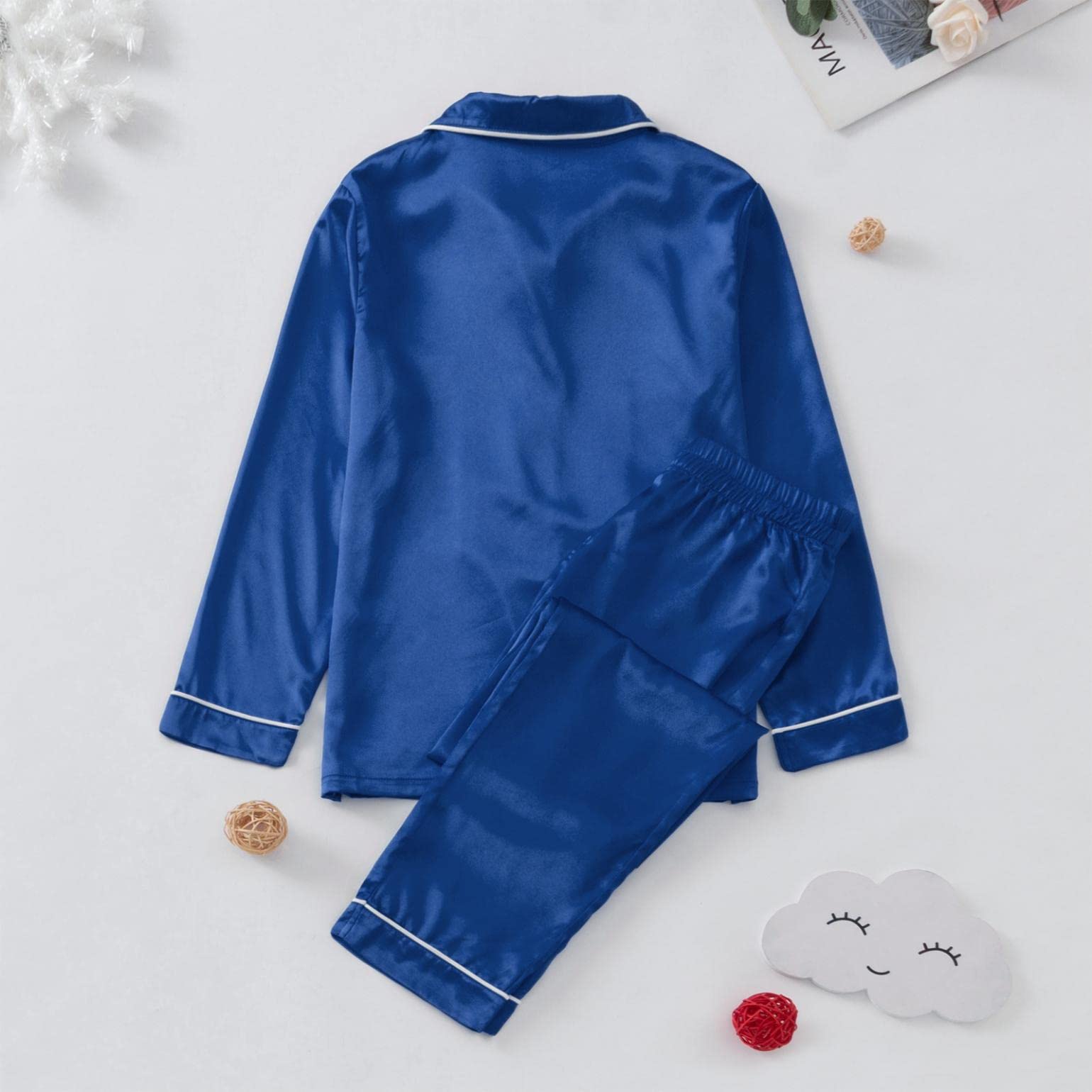 Sheey Seda Pijamas Navidad Familia Conjunto de Pantalones y Pijama Color Sólido Rojo Trajes Familiar Talla Grande Ropa Pijama Hombre Invierno Bebé Niños Mujer Otoño Chaqueta Abrigo Jersey