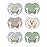 Tommee Tippee Anytime Matte Pacifiers, 6-18 Months, Symmetrical Baglet, BPA-Free Binkies, Blue, Green, and Brown, Pack of 6