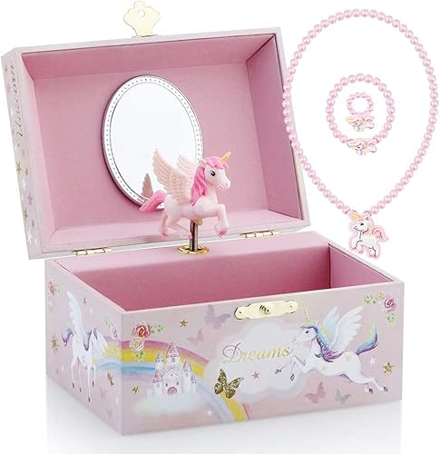 Miniatura 2 de RR ROUND RICH DESIGN Joyero musical infantil para niñas con bailarina y misterioso tema de unicornio rosa