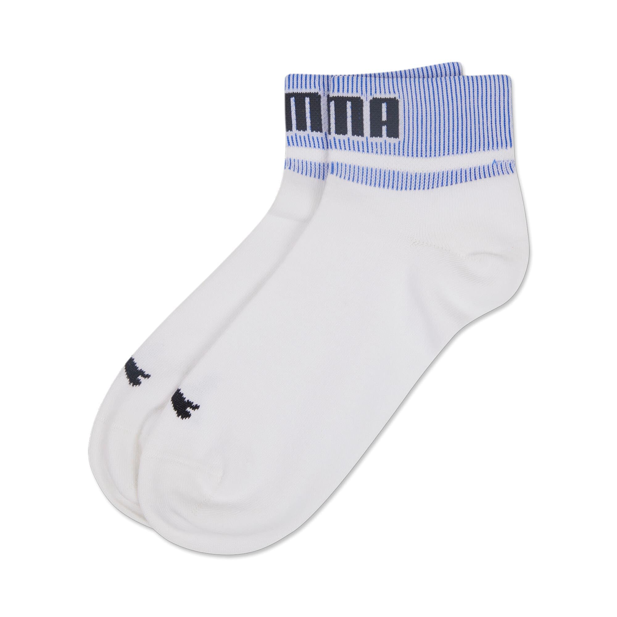 PUMA Unisex New Heritage Quarter Hosiery, White Benjamin Blue, 6-8