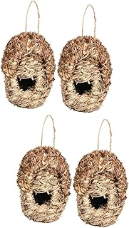 Happyyami 2pcs Straw Hummingbird House aviary cage outdoor decorative outdoor decor out door decor simulation straw bird straw bird house straw bird nest parrot supply delicate bird nest nut