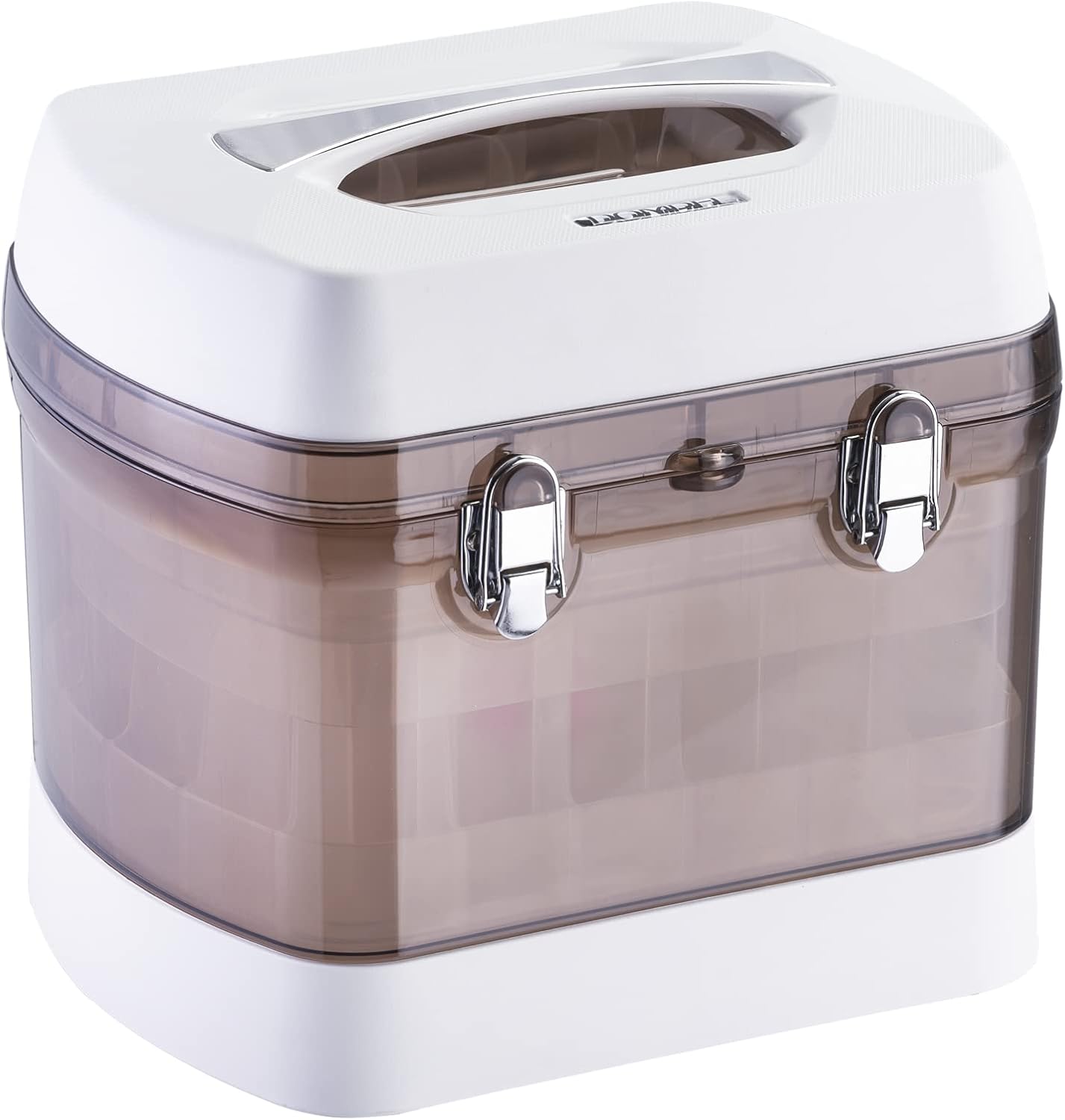 DOMPEL Nail Polish Organizer & Transport Case, Capacity For 68 Bottles, 150 Ml Acetone, Utensils, Cotton, Scissors And Accessories, Professional Use, Model 992 (White)