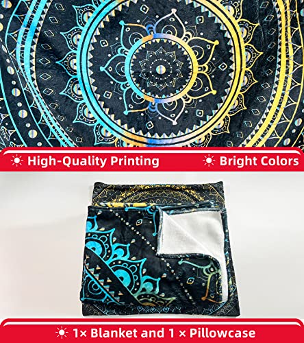 Jaiara Mandala Blanket Fleece Lndian Hippie Boho Psychedelic Blanket Bedding Living Room Bedroom Romantic, 60"X50" #TOP1