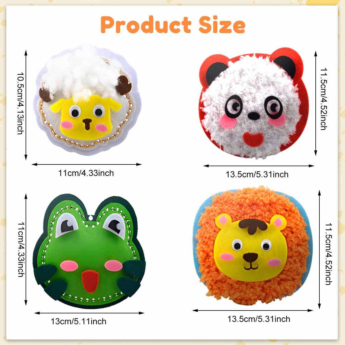 PATPAT® DIY Cartoon Non-Woven Sewing Craft Embroidery kit for Beginners, Set of 4 3D Cartoon Stuffed Ornament Bag Charms, Beginner-Friendly Hand Sewing Material Set for Creative Arts & Crafts Gift 1