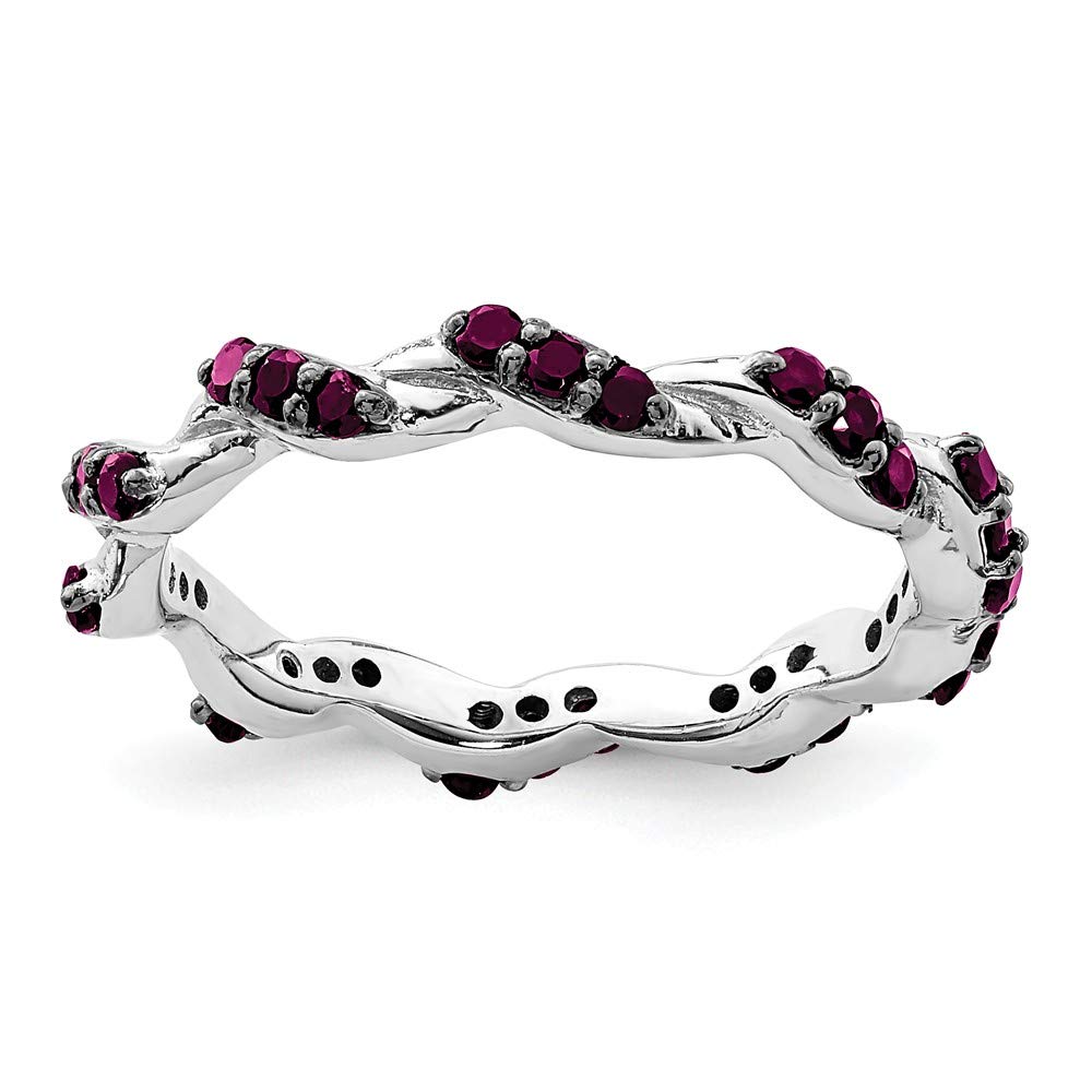925 Sterling Silver Rhodolite Red Garnet Twisted Eternity Band Ring Size 7.00 Fine Jewelry Gifts For Women