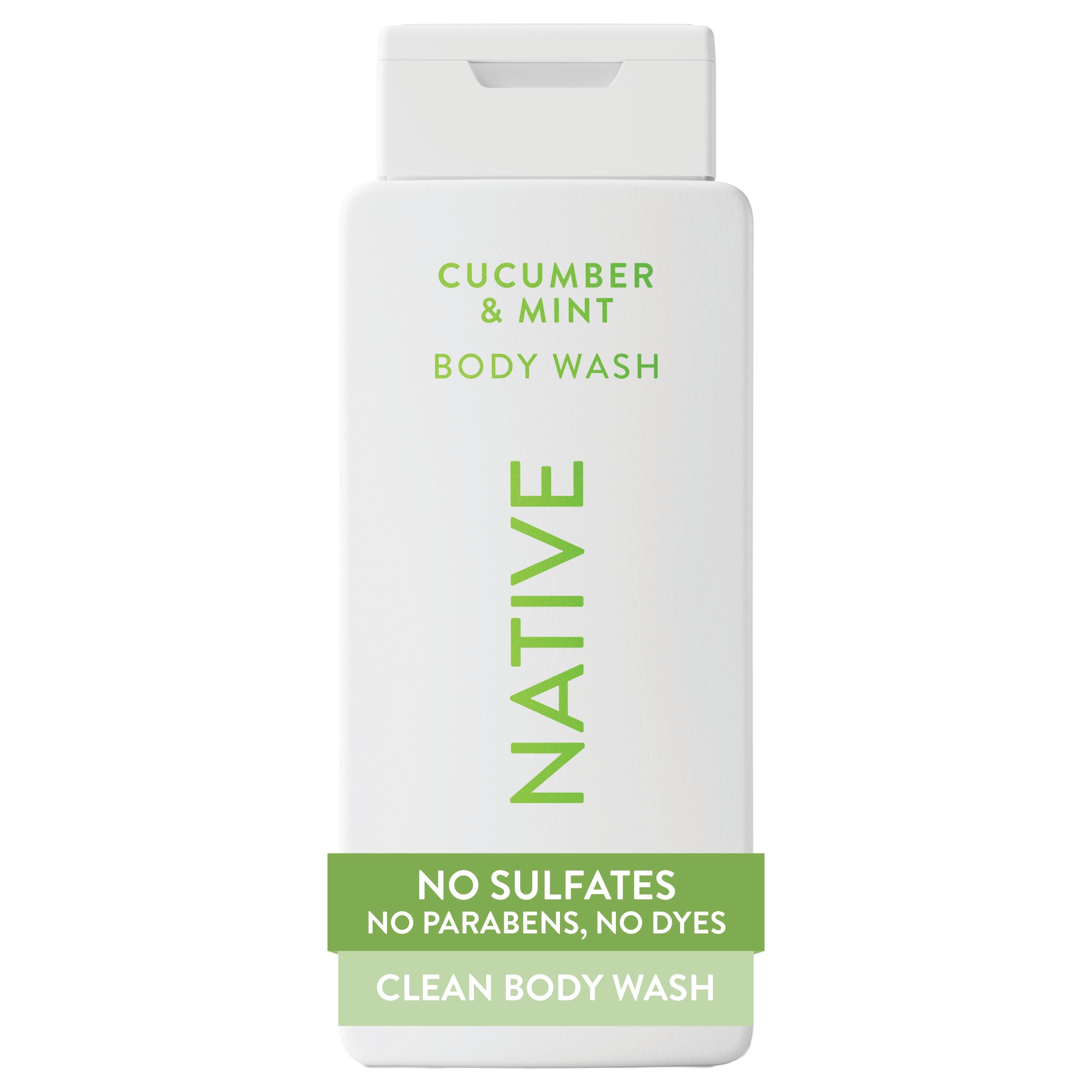 Native Clean Body Wash, Gentle & pH-balanced for Sensitive Skin, 24-Hr Freshness for Women & Men, Vegan & Cruelty-Free, Free of Sulfates, Parabens & Phthalates, Cucumber & Mint, 18 fl oz Cucumber & Mint 18 Fl Oz (Pack of 1)
