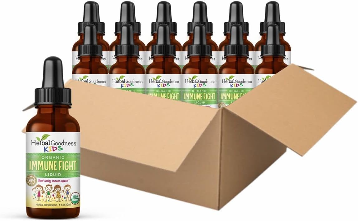 Kids Immune Support 1oz with Ashwagandha for Kids and Turmeric Herbal Supplements - Natural Kids Immune Booster Drops for Wellness and Immune Support for Kids - Non-GMO - Made in USA - 12 Bottles