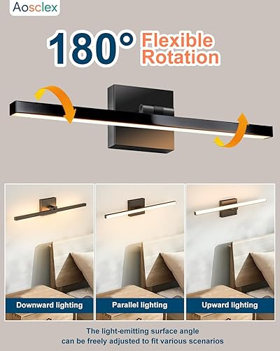 Miniatura 2 de Accesorios de iluminación de baño sobre espejo, 24 pulgadas, 16 W, IP44, luces de tocador modernas, 5CCT ajustables (2700K a 6000K), luces LED de