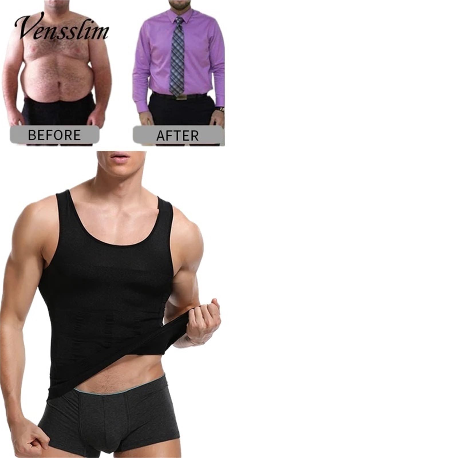Camiseta Compresión Hombre Camiseta de compresión Moldeadora Cuerpo for Hombre, Chaleco sin Mangas for Entrenamiento en Gimnasio, ginecomastia, Abdomen y Cintura