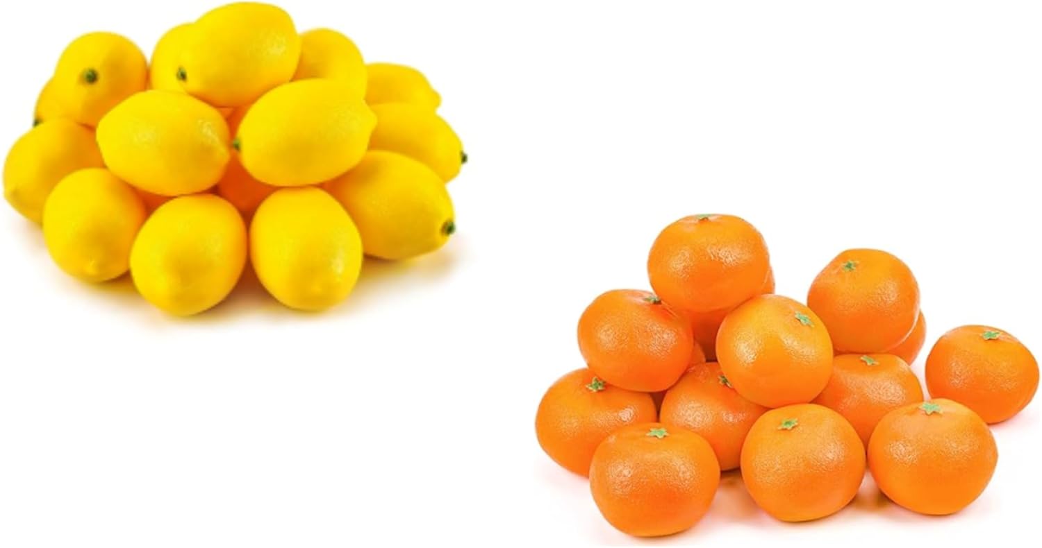 Toopify 20pcs Yellow Artificial Lemons 16 Pcs Artificial Oranges