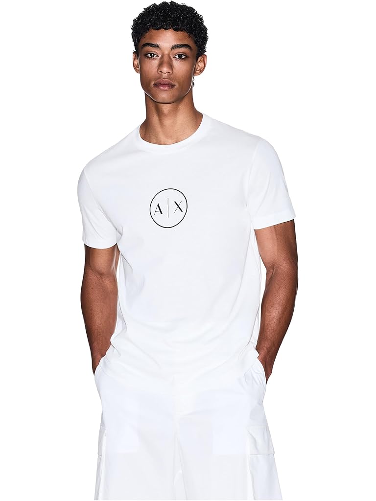 Pewter Armani Exchange Circle Chest Logo T-shirt