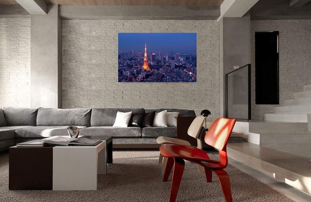 Amazon.co.jp: Potooart 町並み 夜景 東京タワー ポスター キャンバス