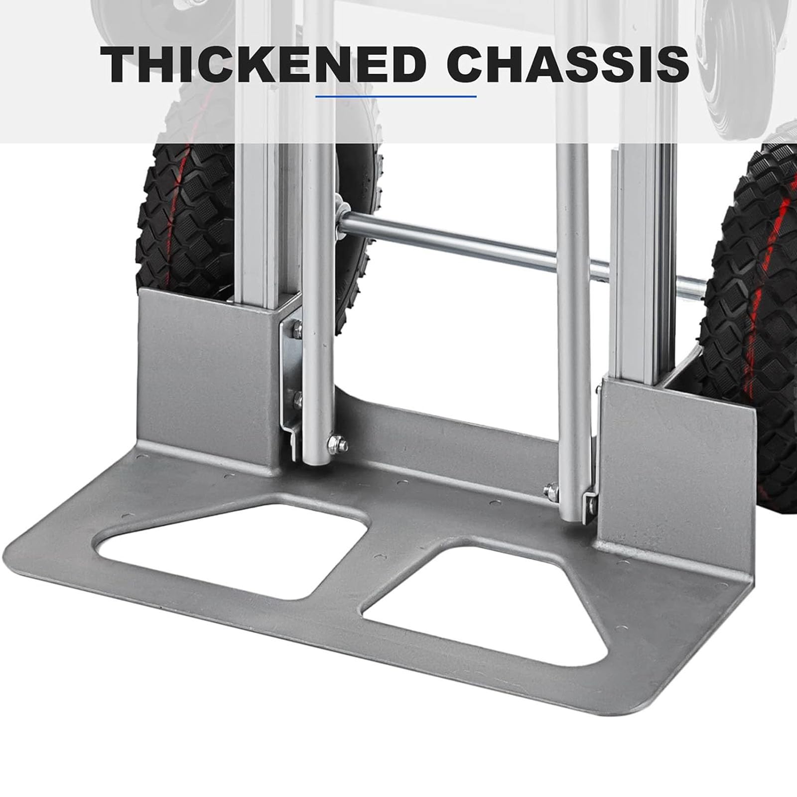 Carretilla de mano industrial convertible, de aluminio resistente 2 en 1, plegable, capacidad de 1000 libras, carrito con ruedas neumáticas para transporte y mudanza en almacén, supermercado