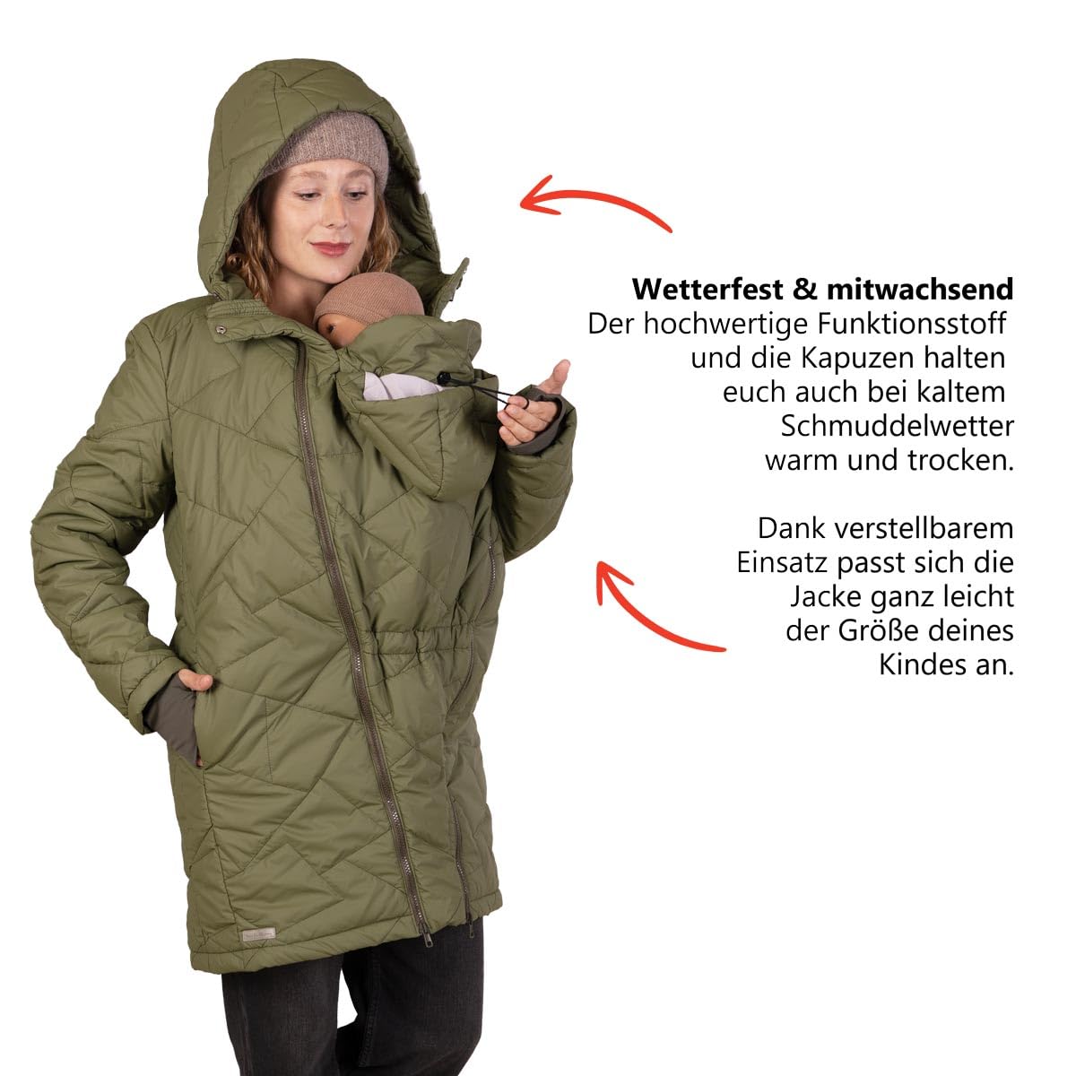 Viva la Mama – Warmer gesteppter Tragemantel für Babytragen und Schwangerschaft; Jacke mit Trageeinsatz - PATAGON